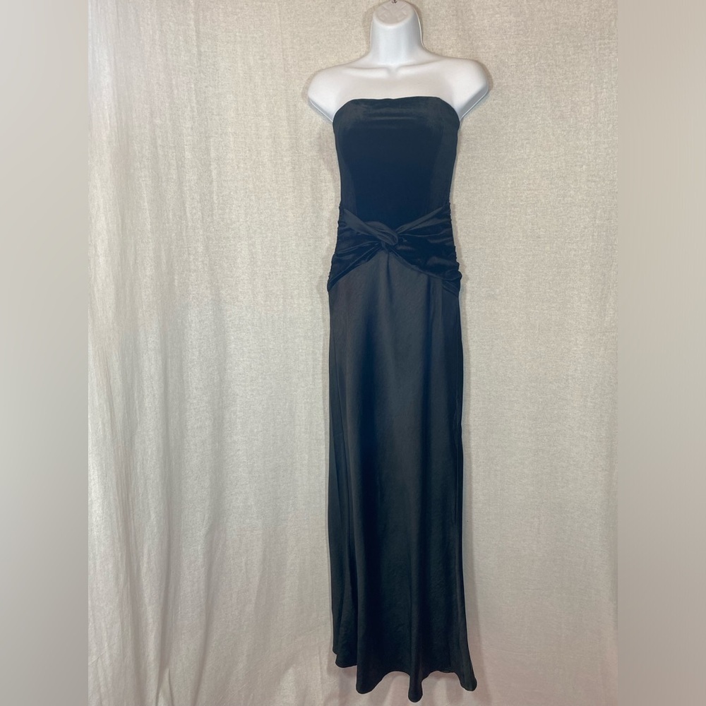 Meshki Black Strapless Maxi Dress with Knot Detail